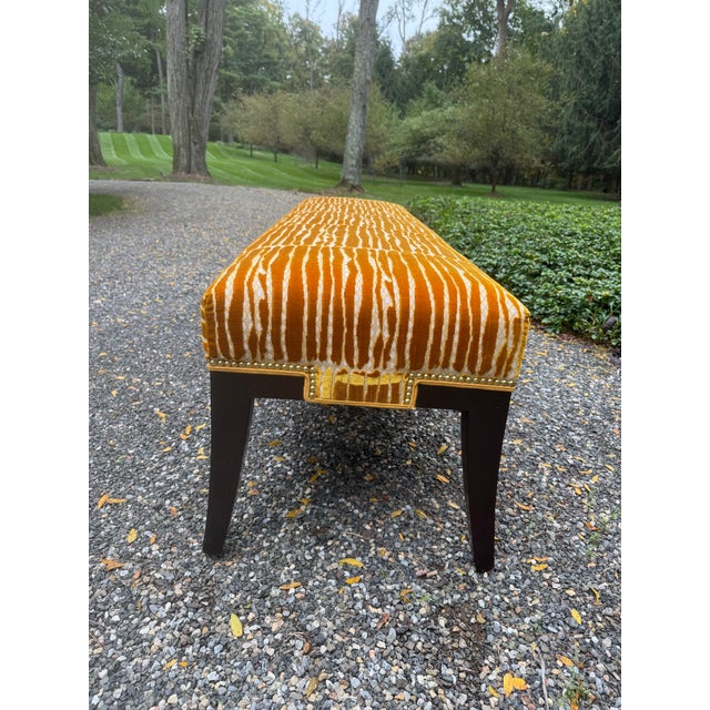 A superb custom made bench upholstered in a rich Italian velvet. The bench is seven feet long; perfect at the foot of a...