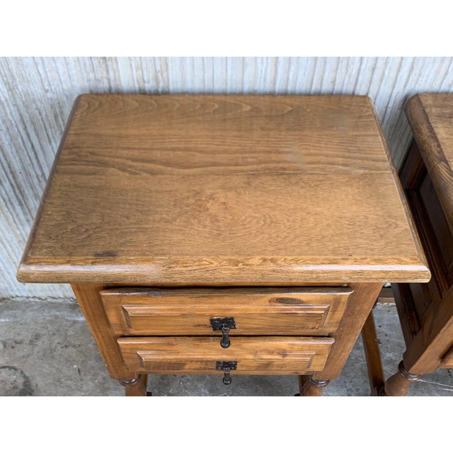 20th Century Spanish Nightstands With Iron Hardware - a Pair For Sale - Image 9 of 12