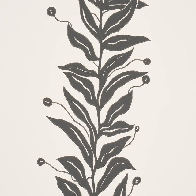 Contemporary SAMPLE - Schumacher x Marian Mcevoy Tendril Stripe Wallpaper In Black & Cream For Sale - Image 3 of 4