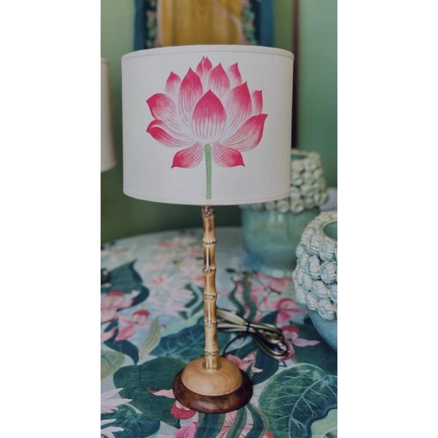 Contemporary Bamboo Stem Lamp with Fire Lotus Fan by Corallina For Sale - Image 3 of 7
