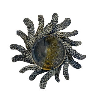 Brutalist Wall Light in Glass and Wrought Iron, 1960s For Sale