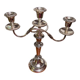 Mid 20th Century Silver Plate Three Nozzle Candelabra. For Sale