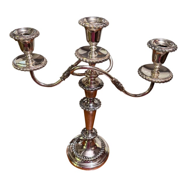 Mid 20th Century Silver Plate Three Nozzle Candelabra. For Sale