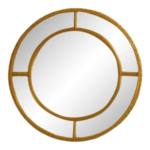 Friedman Brothers Stylish Round Gold Framed Beveled Mirror