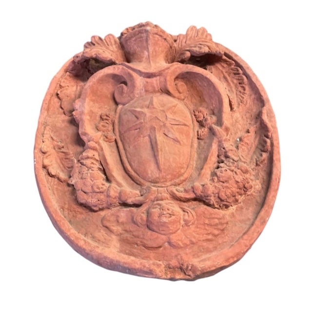 Vintage Italian Style Terracotta Wall Plaque Heraldic Coat of Arms For Sale - Image 4 of 12