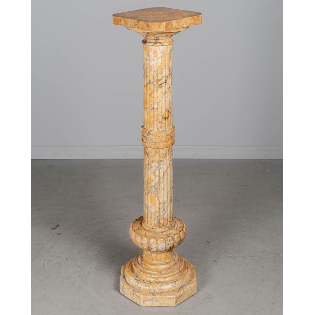1900 - 1909 Italian Carved Alabaster Column Pedestal, Circa 1900 For Sale - Image 5 of 13