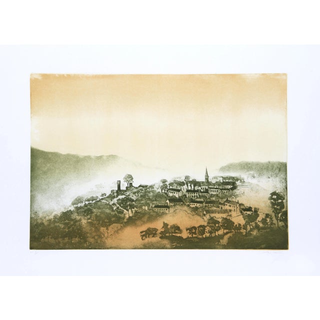 Hank Laventhol, Mountain Village, Aquatint Etching For Sale