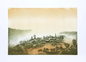 Hank Laventhol, Mountain Village, Aquatint Etching