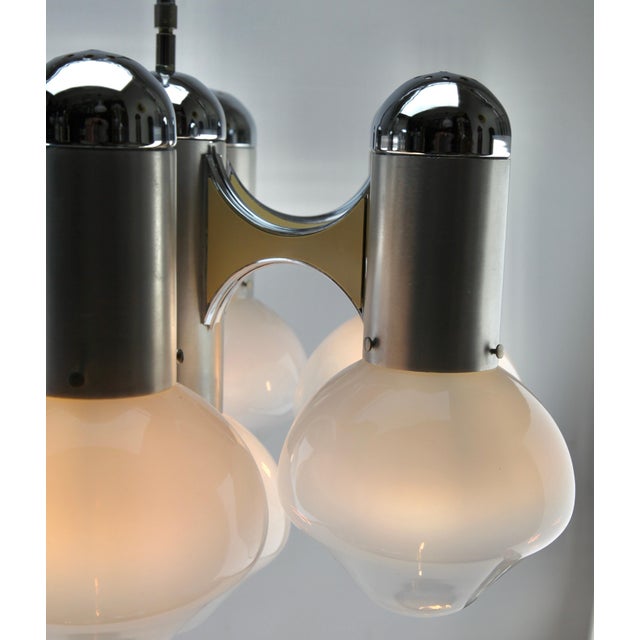 Chrome and Opaline Glass Globes Chandelier from Sciolari For Sale - Image 10 of 17