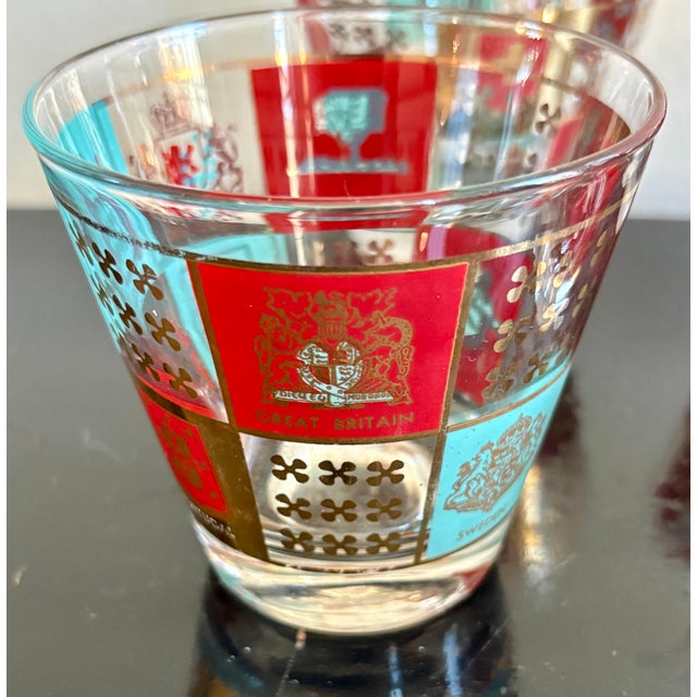 Vintage Fred Press Heraldic Lowball Glasses – Set of 4 For Sale In New York - Image 6 of 8