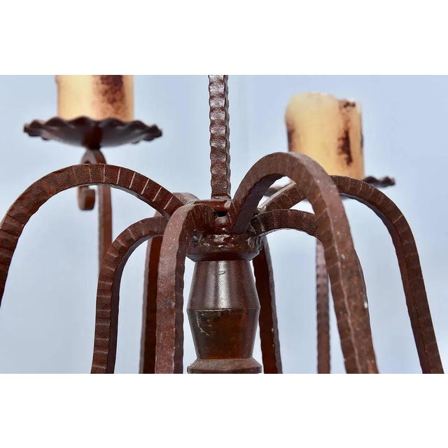 Jan Barboglio Hand-Forged Rust Patina Iron 9-Light Floor Candelabra For Sale - Image 4 of 10