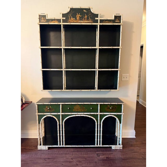 Ornamental & Decorative Materials Two Piece English Chinoiserie Wall Shelf and Console For Sale - Image 7 of 7