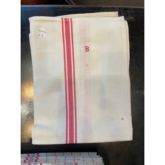 French Kitchen Table Towels in Linen Canvas with Embroidery, 1920s, Set of 82 For Sale - Image 13 of 18