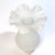 1980s Rare White Frosted Glass Vase With Eye-Catching Ruffled Top Circa 1980s For Sale - Image 5 of 13