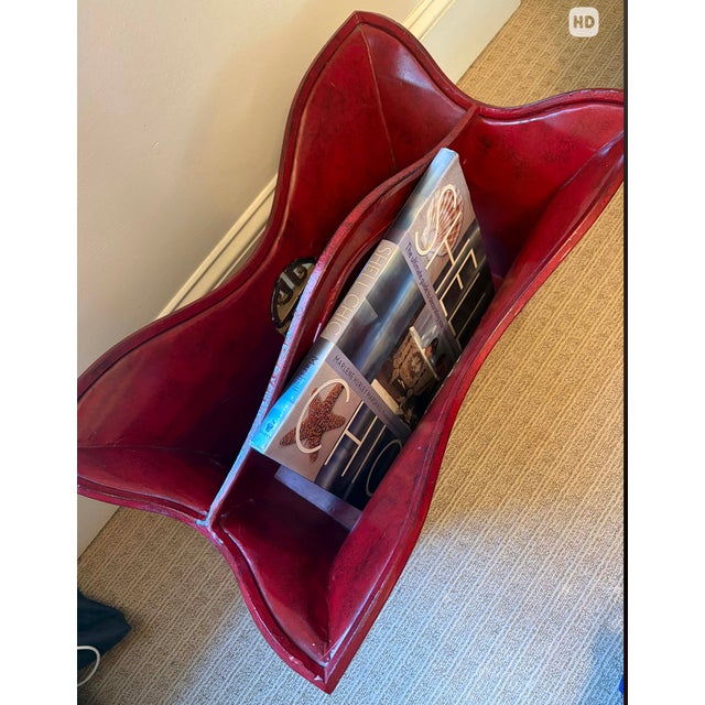 Vintage Chinoiserie Metal Magazine Holder Rack For Sale - Image 13 of 13