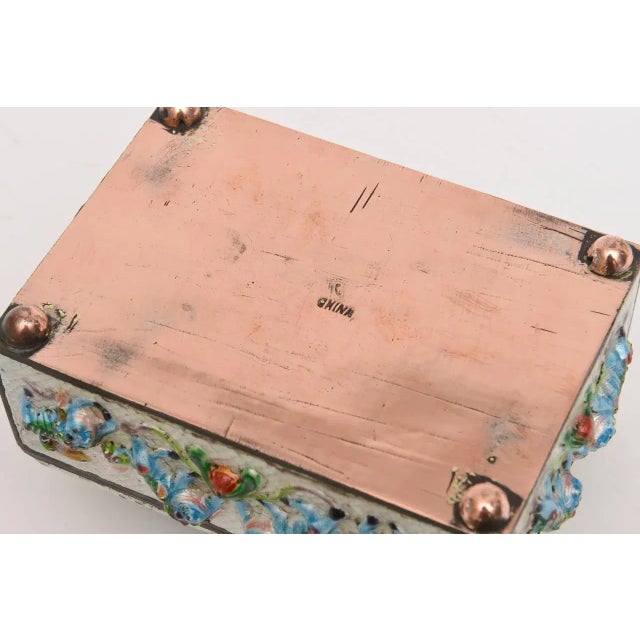 Enamel Foo Dog and Frog "Good Luck" Hinged Chinese Box !900's For Sale - Image 10 of 10