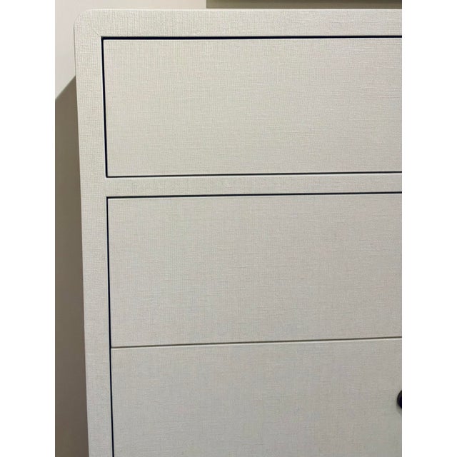 Modern Villa & Home Modern White Grasscloth Tall Bryant Chest of Drawers For Sale - Image 3 of 6