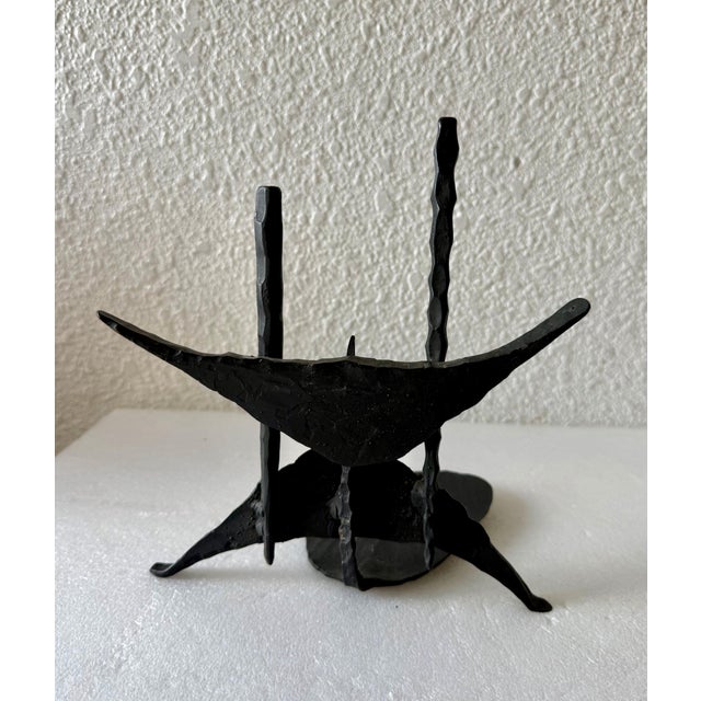 David Palombo, Modernist Brutalist Hand Forged Iron Bookends Sculpture Israeli David Palombo For Sale In Miami - Image 6 of 12