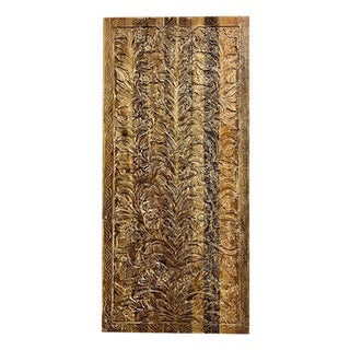 Vintage Reclaimed Wood "Tree of Dreams" Hand-Carved Barn Door Panel | Rustic Wall Art Panel 96x42 For Sale