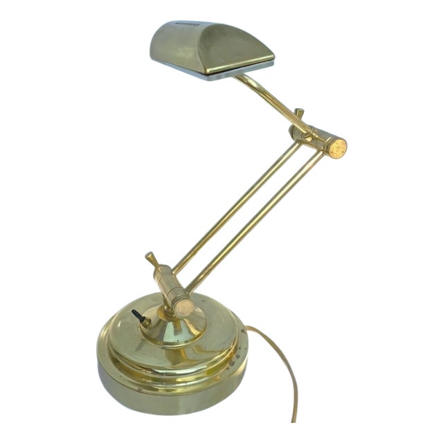 Vintage Sculptural Adjustable Brass Piano Lamp, 1930s For Sale
