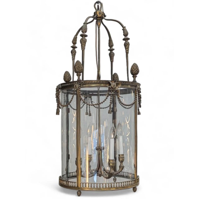 Metal Early 20th Century Large Petit Trianon Style Hanging Lantern For Sale - Image 7 of 7