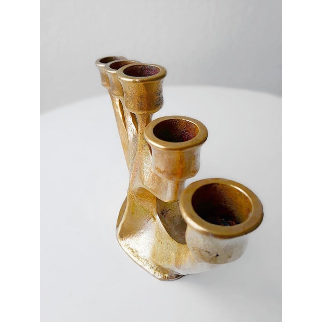 Metal Vintage Brutalist Bronze Candleholder by Gilde Handwerk Horst Dalbeck, 1960s For Sale - Image 7 of 9