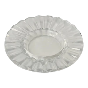 1990s Baccarat Crystal Wavey Pillar Candle Holder Plate