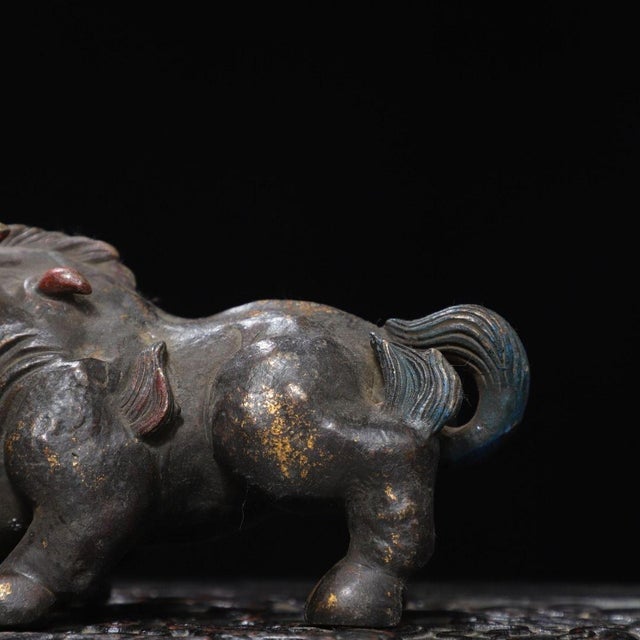 Late 19th Century Late 19th Century Gilt Bronze Boar Statue, Mythical Pig Figure, 1.2kg For Sale - Image 5 of 9