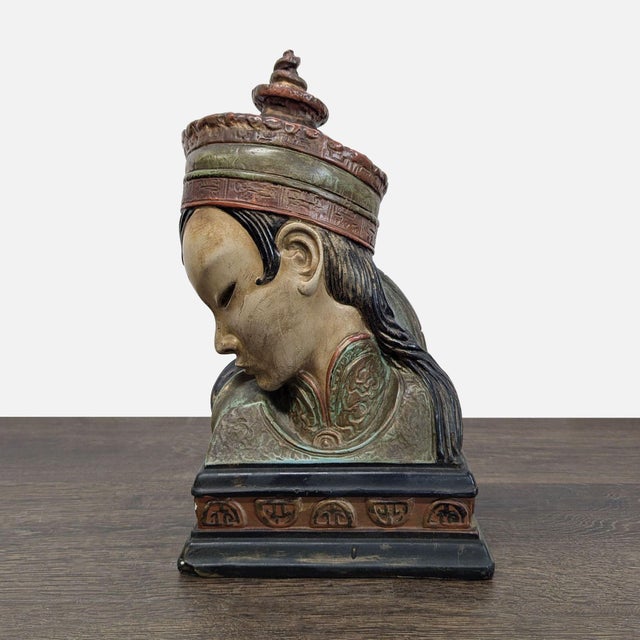 Pair of Vintage Bookends With Asian Inspired Busts For Sale - Image 11 of 18