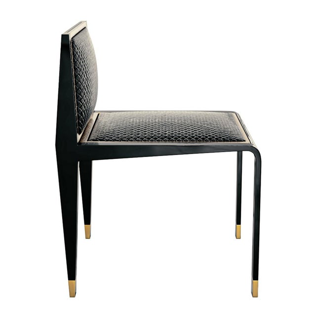 Art Deco "Costiera" Chair With Bronze Details and Tailor Made Woven Leather For Sale - Image 3 of 8