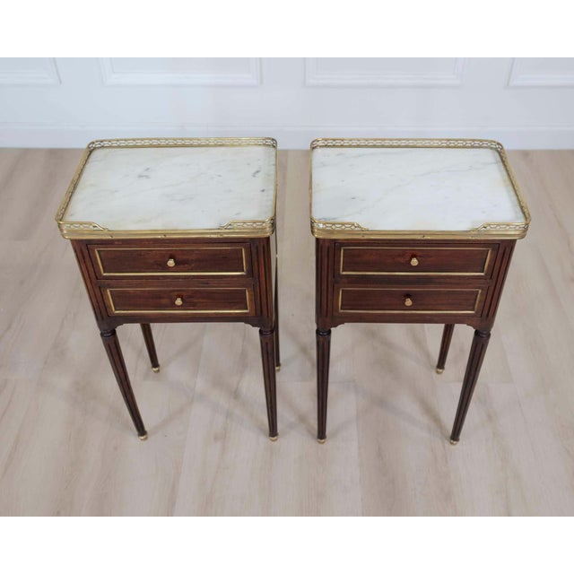 Brown Pair of French 20th Century Louis XVI Style Bedside Tables For Sale - Image 8 of 12