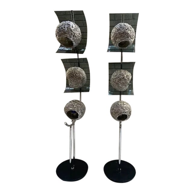 MCM Space Age Atomic Metal Spaghetti Shade Lamp - Pair For Sale