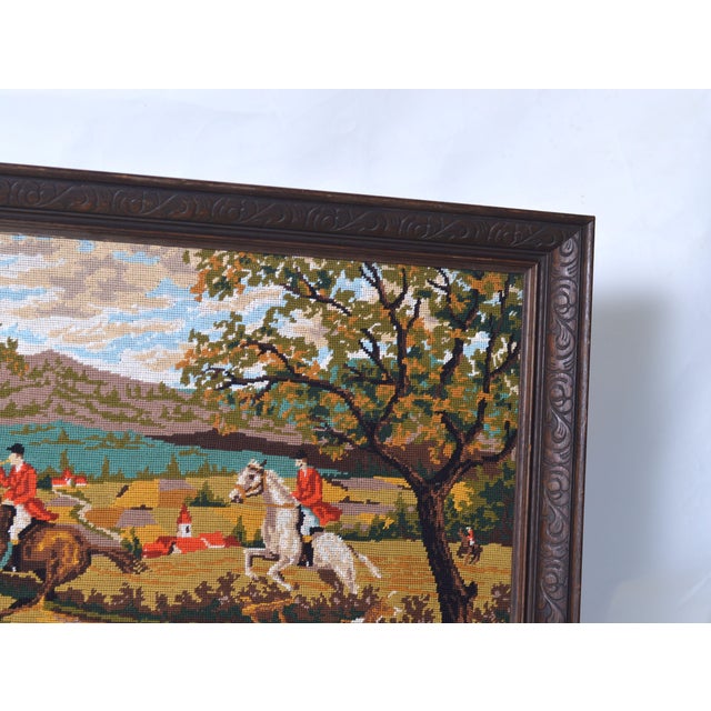 Vintage Hunting Scene Tapestry, 1940 For Sale - Image 3 of 11