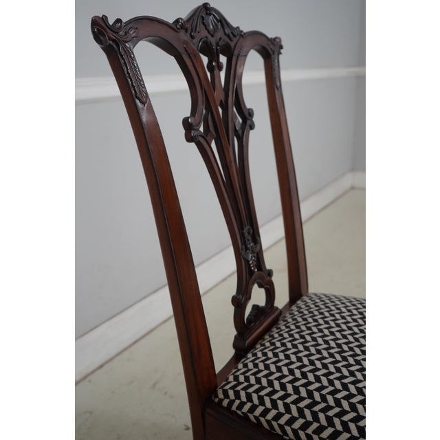 Brown Set of 8 Henredon Chippendale Mahogany Dining Room Chairs For Sale - Image 8 of 18