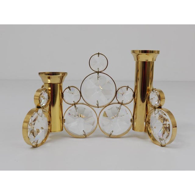 Brass and Crystal Candleholder by Palwa Gaetano, 1970s For Sale - Image 4 of 12