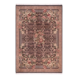 Art Nouveau Inspired 1990's Pak-Persian Black/Tan Wool Rug - 10'1'' X 14'0'' For Sale