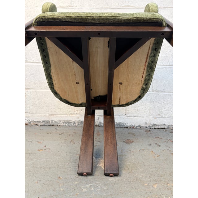 Mid-Century Modern Walnut Chair With Plush Green Upholstery For Sale - Image 13 of 13