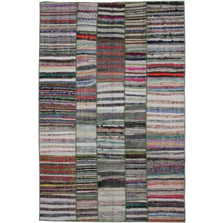 Hand Knotted Patchwork Rug by Aara Rugs Inc. 9'6" X 6'5" For Sale