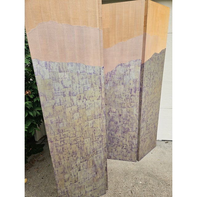 Late 20th Century 4-Panel Contemporary Room Divider Folding Screen For Sale In Indianapolis - Image 6 of 7