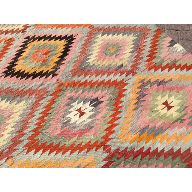 Mid-Century Modern 1960's Turkish Kilim Rug - 71" X 98" For Sale - Image 3 of 12