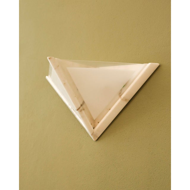 1970s Italian Marble Wall Lamps with Frosted Glass, 1970s, Set of 2 For Sale - Image 5 of 11