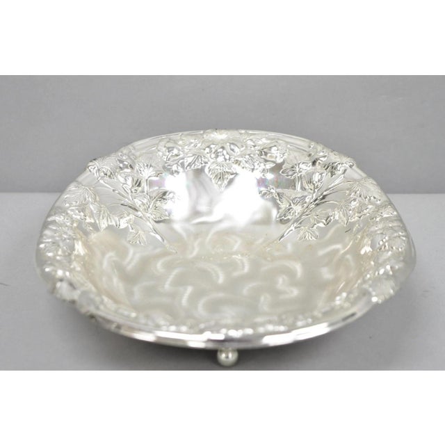 Vintage WMF Germany Ikora Silver Plated Brass Floral Repousse Nut Dish Bowl For Sale - Image 10 of 16