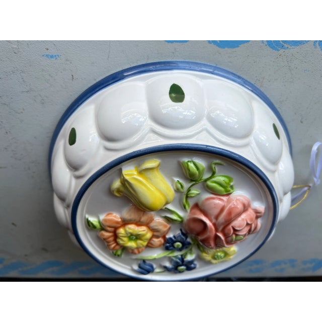 Mid 20th Century Vintage Ceramic Mold Floral Wall Decor For Sale - Image 5 of 6