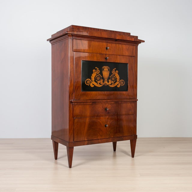 19th Century French-Polished Mahogany Secretary Desk For Sale - Image 5 of 14