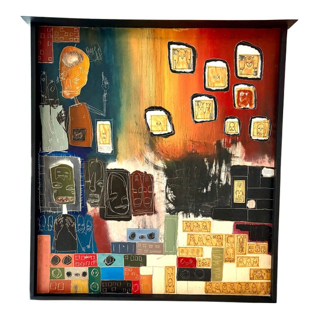 Abstract Expressionist Collage in the Style of Jean Michel Basquiat For Sale