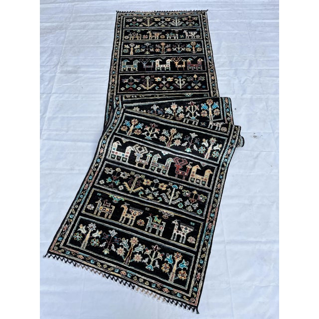 Hand-Knotted Persian Bakhtiari Runner on Black, 2'7" X 11'6" For Sale - Image 9 of 12