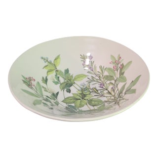 Late 20th Century Tuscan Large Italian Ceramica Cuore Serving Bowl Adorn With Herbs For Sale