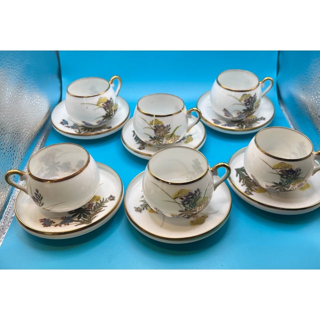 Eggshell Vintage Kutani Eggshell Porcelain Tea Set With Floral & Gold Detailing, Made in Japan- 15 Pieces For Sale - Image 8 of 11
