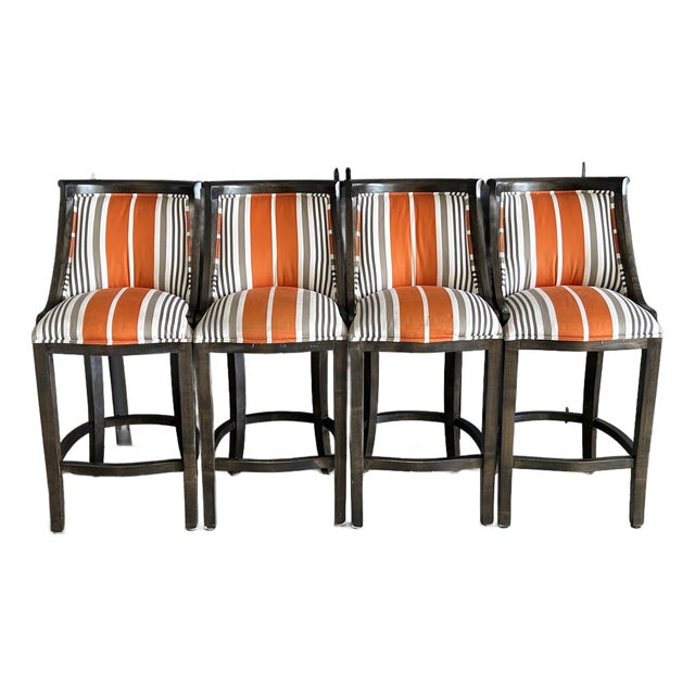Set of 4 Kreiss Thames Upholstered Barstools For Sale