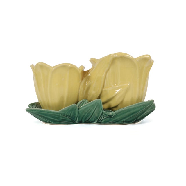 Set of 2 Vintage McCoy Planters - Birds and Tulips Double Planters For Sale - Image 12 of 14